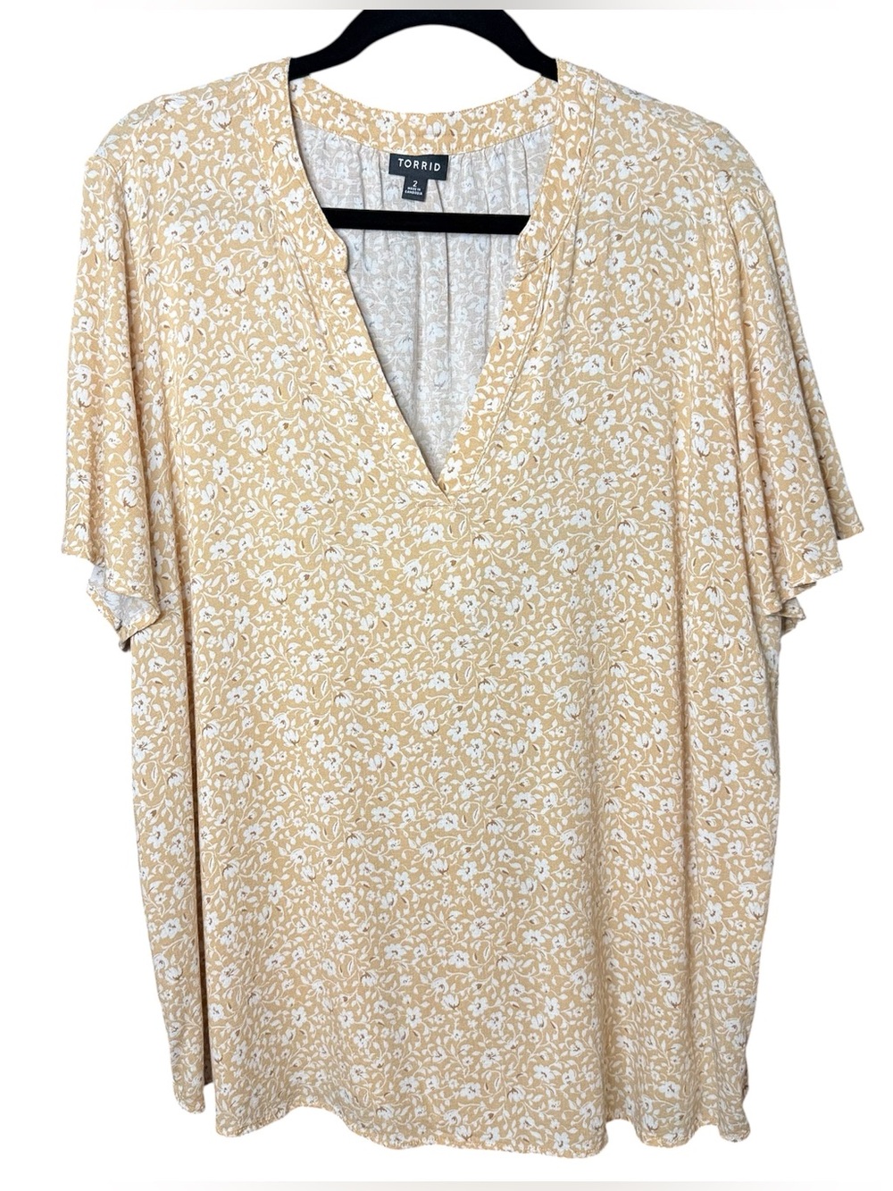 Torrid Flutter Sleeve Floral V-Neck Top